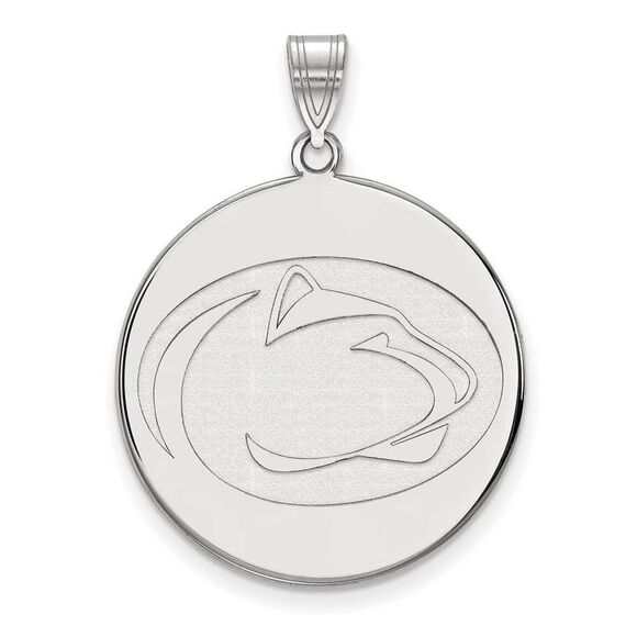 14k White Gold Penn State XL Logo Disc Pendant